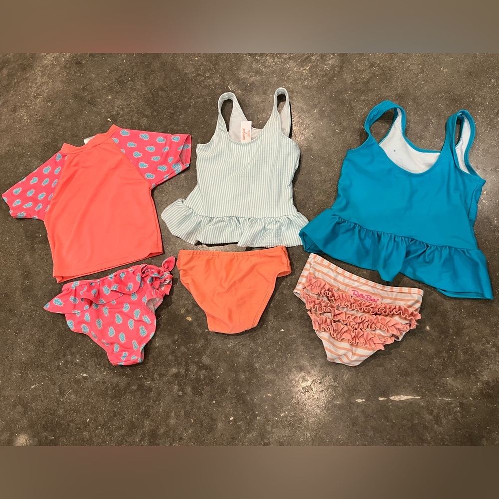 Lot of 3 Girls 3T Swimsuits - Ruffle Butts, Cat & Jack, Lily & Dan